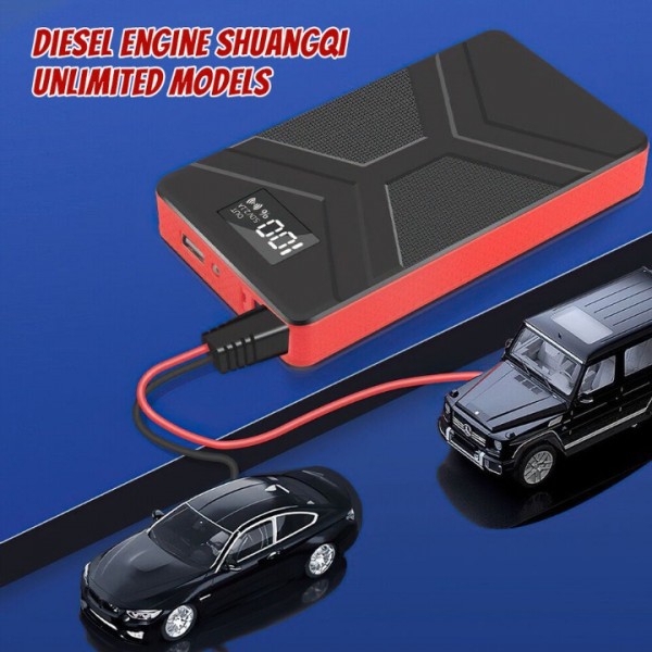 30000mAh Auto-Starthilfe 12V – Leistungsstarker Jump Starter mit Powerbank & USB-Ladegerät – Inkl. Überlastschutz & LED-Notlicht