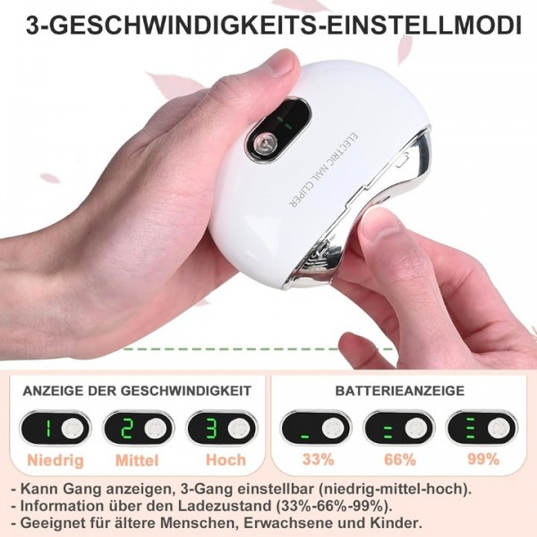 Electric Nail Clipper with Storage Box Rechargeable 3 Speed Trimmer
