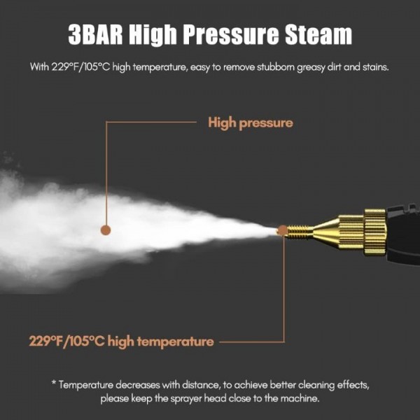 2500W High Pressure Steam Cleaner with 3 Brush Heads