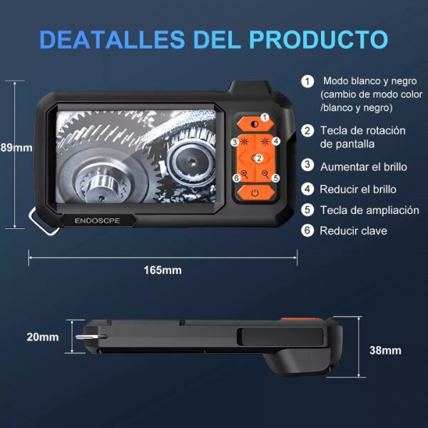 Industrial Endoscope Camera Borescope 1080p 4.3'' Hd 5m