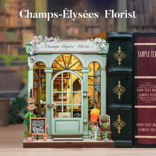 Champs-Élysées Garden DIY Wooden Book Corner Set with LED Lights