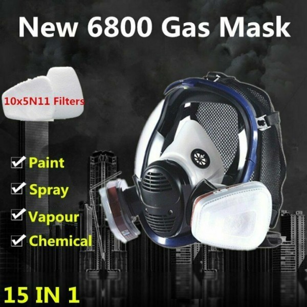15 In 1 6800 Staubmaske Gasmaske Lackiermaske Atemschutz Vollmasken mit 2 Filter