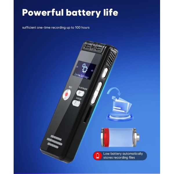 64GB Digital Voice Recorder with Noise Reduction