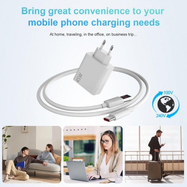 45W Turbo Fast Charger with 6A USB-C Cable