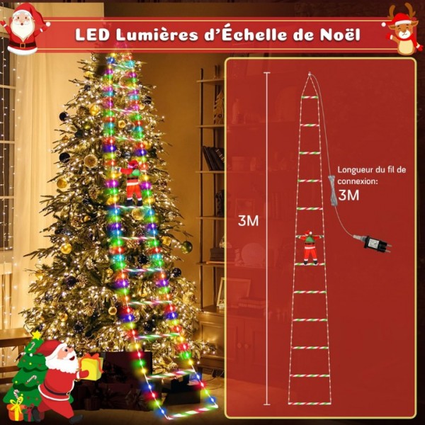 3M Santa Ladder Christmas Lights with 8 Modes and Timer