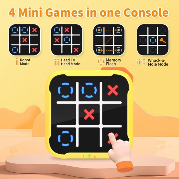 4-in-1 Tic Tac Toe Handheld Game Console with Memory Mode