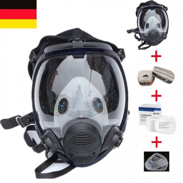 15 In 1 6800 Staubmaske Gasmaske Lackiermaske Atemschutz Vollmasken mit 2 Filter