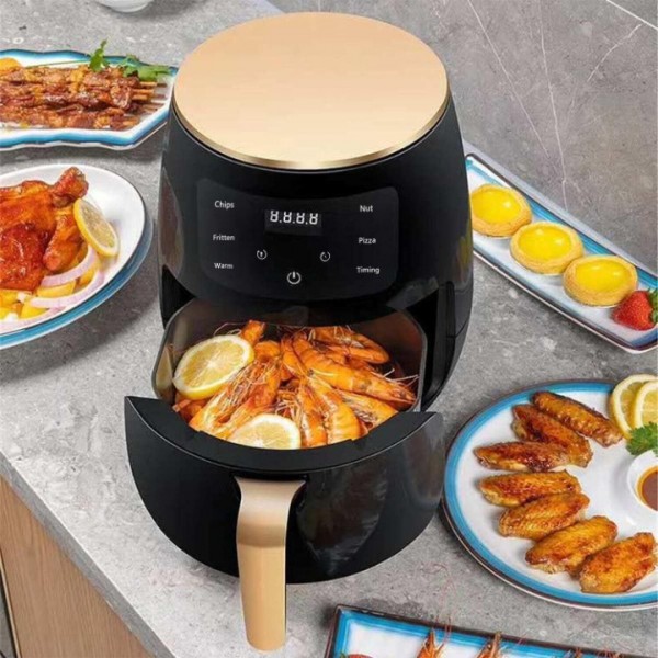 XXL Heißluftfritteuse 2400W – Extra großer Airfryer mit Digitaldisplay & 7-in-1 Funktionen (Backen, Grillen, Frittieren) – Schwarz, spülmaschinenfest & energieeffizient