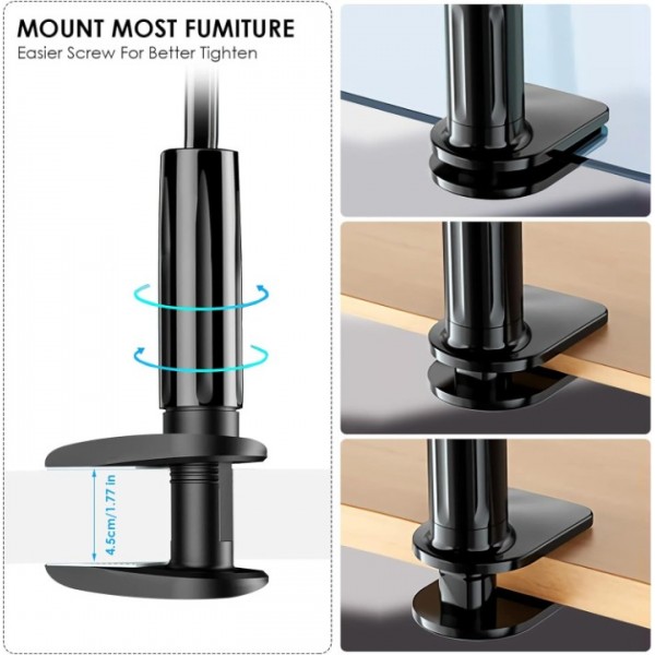 360° Flexible Gooseneck Lazy Bed Clamp Stand Holder Mount For iPad Tablet Arm UK