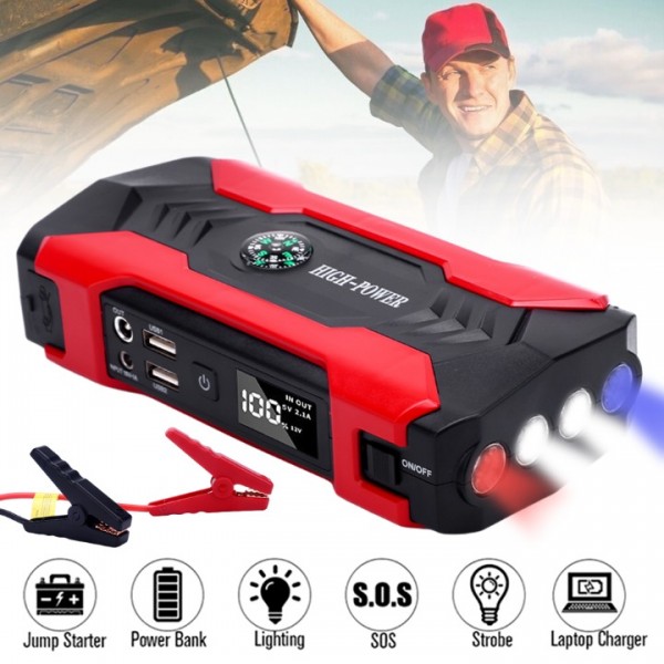 28000mAh Auto-Starthilfe 12V – Leistungsstarker Jump Starter für – Inkl. USB-Ladegerät, LED-Taschenlampe & Überlastschutz – Kompakt & Notfall-tauglich
