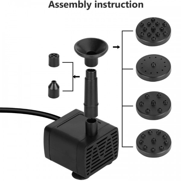 Solar Fountain Pump with 6 Spray Nozzles - Solar Panel Powered Water Pump for Garden Pond, Bird Bath & Outdoor Decor