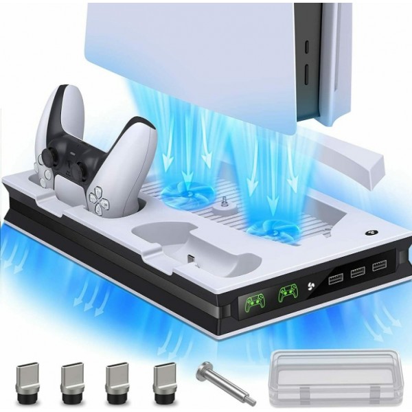 PS5 Cooling Stand with Dual Controller Charging Dock Station