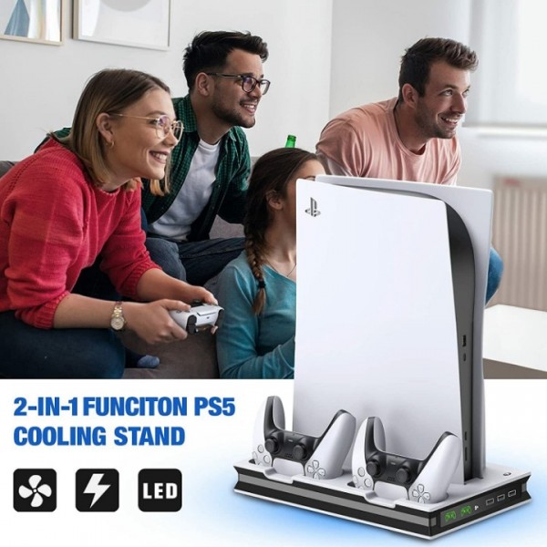 PS5 Cooling Stand with Dual Controller Charging Dock Station