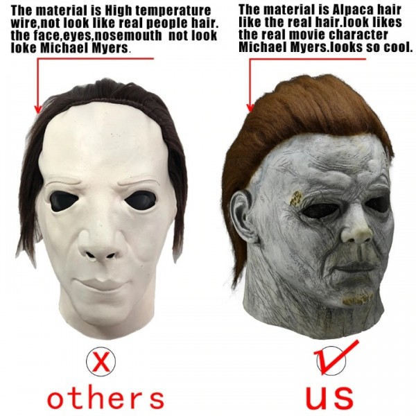 Scary Michael Myers LED Halloween Mask with Alpaca Wig