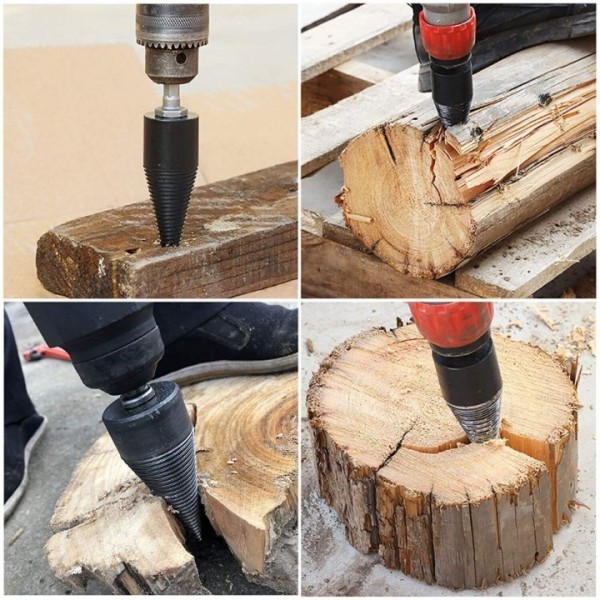 32-50mm Firewood Drill Bit Wood Cone Hex Shank Wood Log Splitter Screw Splitting