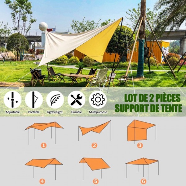 2x Alu-Teleskopstangen 230cm für Zelt & Tarp - Stabile Aufstellstangen für Sonnensegel, Markise und Camping - Leicht & Korrosionsbeständig