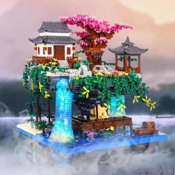 Chinese Architecture Building Blocks with LED Light Set