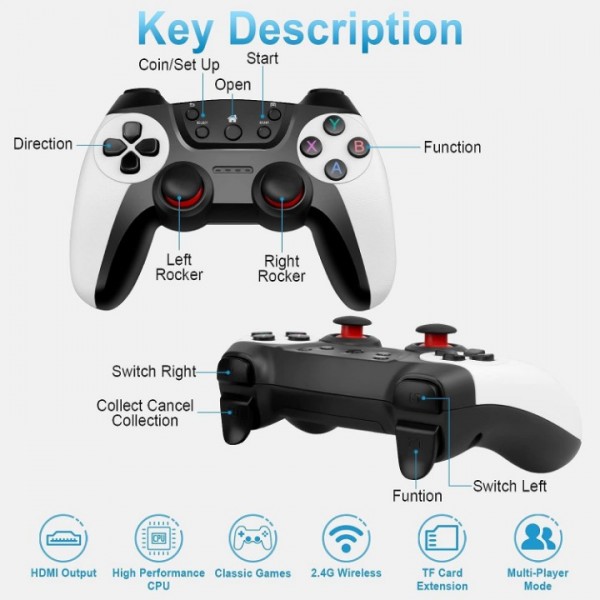 Wireless Retro Game Console with 30000 Games and HDMI Output