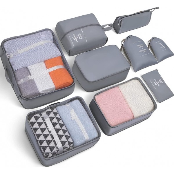 Reise Koffer-Organizer Packtaschen Kleidertaschen Packwürfel Set 9 teilig Urlaub
