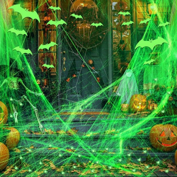 Glow Luminous Spider Web Set with Spiders and Bats
