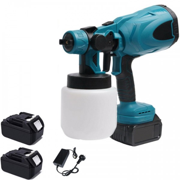 Cordless 18V Paint Sprayer Gun with 2 Batteries