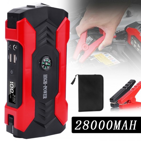 28000mAh Auto-Starthilfe 12V – Leistungsstarker Jump Starter für – Inkl. USB-Ladegerät, LED-Taschenlampe & Überlastschutz – Kompakt & Notfall-tauglich
