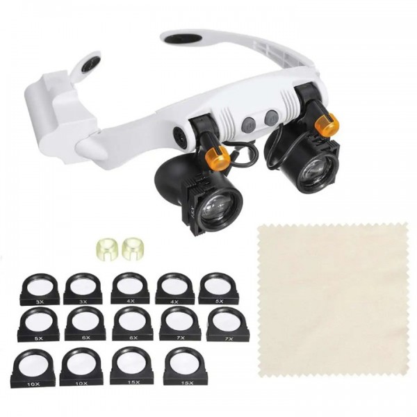 3x-25x LED Head-Mounted Magnifier Glasses for Watchmaking & Jewelry 