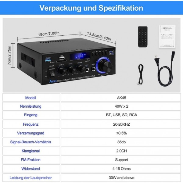 Bluetooth 2.0 Audio Amplifier with Karaoke FM