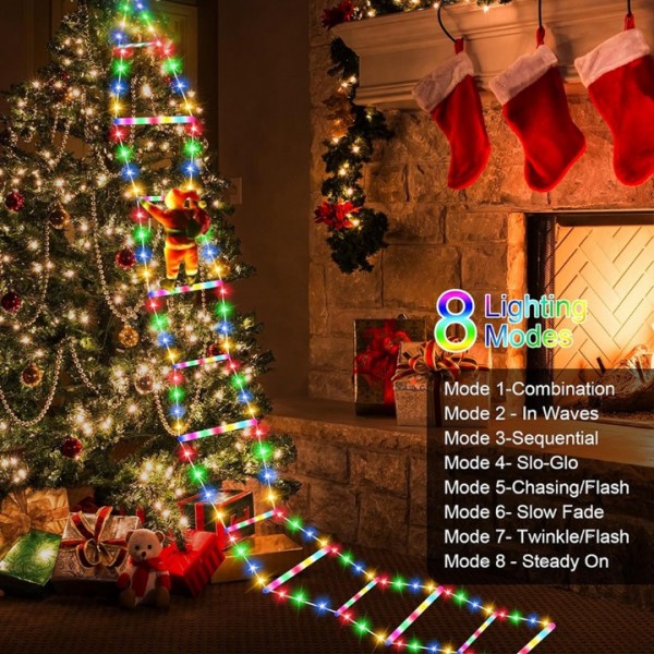 3M Santa Ladder Christmas Lights with 8 Modes and Timer