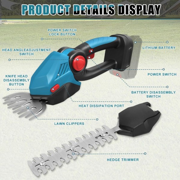 Cordless Hedge Trimmer with Adjustable Blade Angles 
