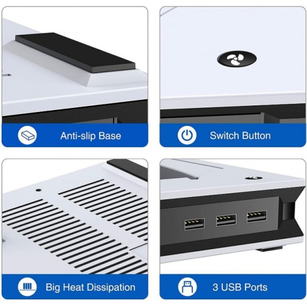 PS5 Cooling Stand with Dual Controller Charging Dock Station