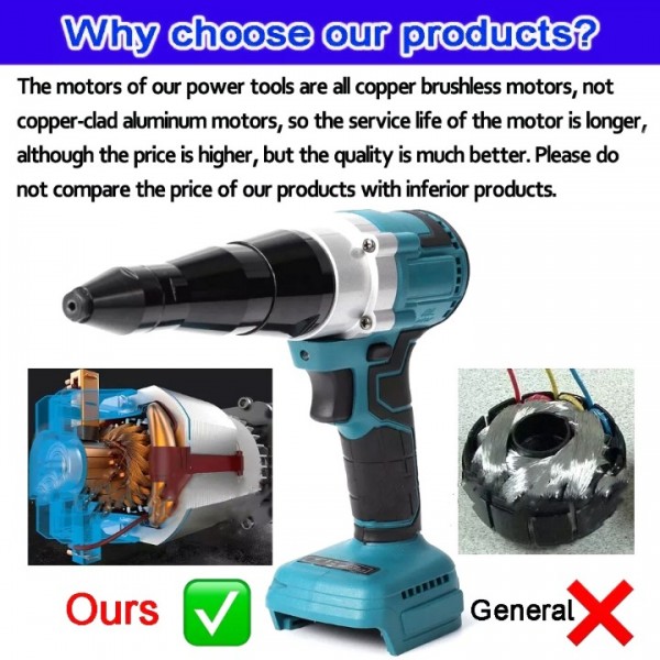 Upgraded Brushess Cordless Rivet Gun Automatic