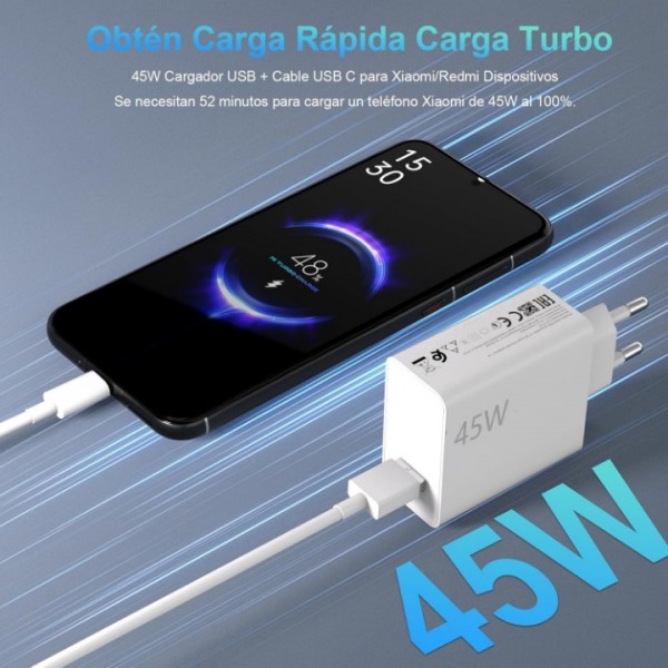 45W Turbo Fast Charger with 6A USB-C Cable
