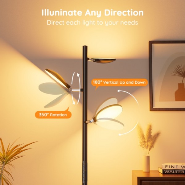 LED Tree Floor Lamp Modern Dimmable Standing Lamp with Remote Touch Control