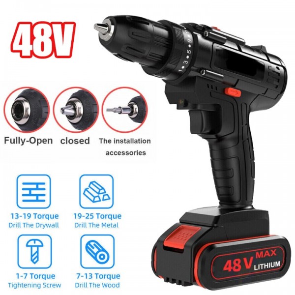 48V Cordless Impact Wrench with 2 Batteries