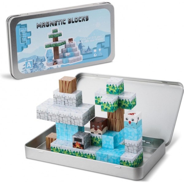 45 PCS Magnetic Block Toys with Iron Box