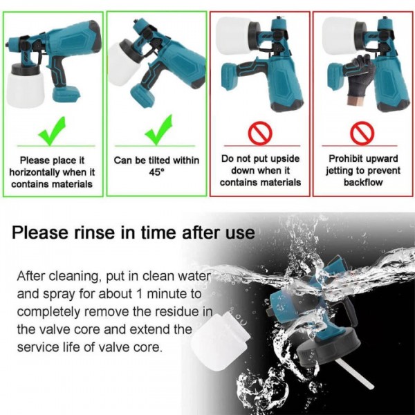 Cordless 18V Paint Sprayer Gun with 2 Batteries