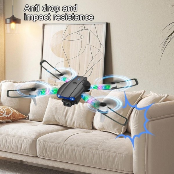 E99 LED Dual Camera Foldable Drone with 2 Batteries