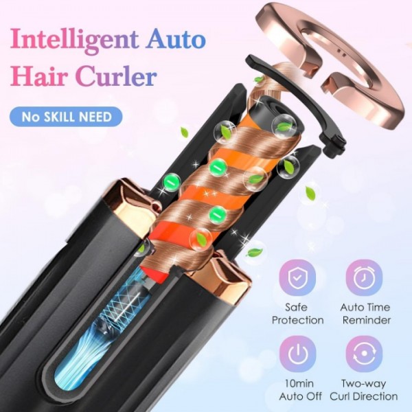 Cordless Automatic Hair Curler with 6 Temperature Settings