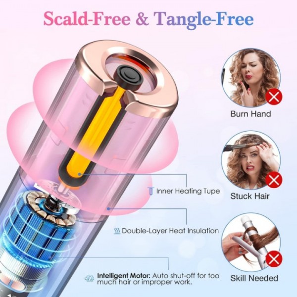 Cordless Automatic Hair Curler with 6 Temperature Settings