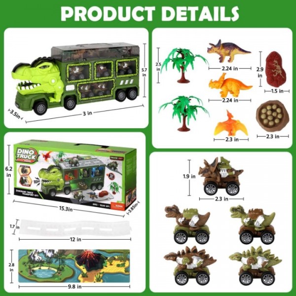 Dinosaur Toys Truck for Kids 3-5 Years