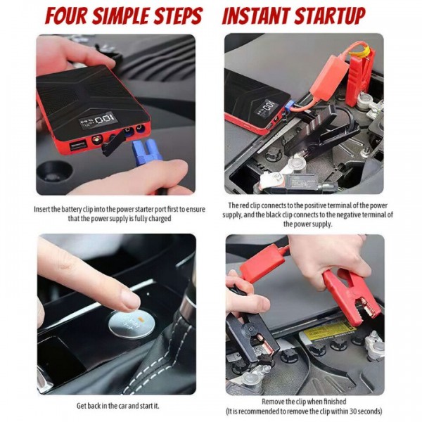28000mAh Auto-Starthilfe 12V – Leistungsstarker Jump Starter für – Inkl. USB-Ladegerät, LED-Taschenlampe & Überlastschutz – Kompakt & Notfall-tauglich
