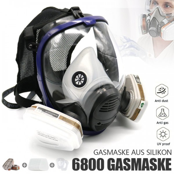 15 In 1 6800 Staubmaske Gasmaske Lackiermaske Atemschutz Vollmasken mit 2 Filter