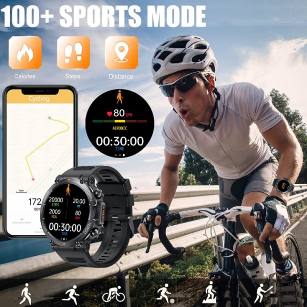  Smart Watch 1.39" HD Touchscreen Fitness Tracker mit Herzfrequenzmesser Schlafmonitor