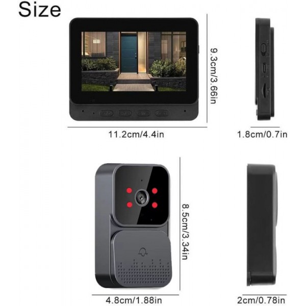 Wireless Video Doorbell with 4.3" IPS Screen & Night Vision