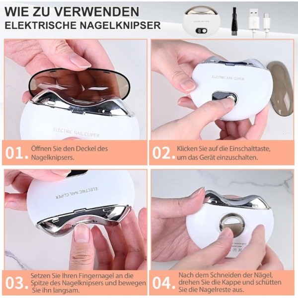 Electric Nail Clipper with Storage Box Rechargeable 3 Speed Trimmer