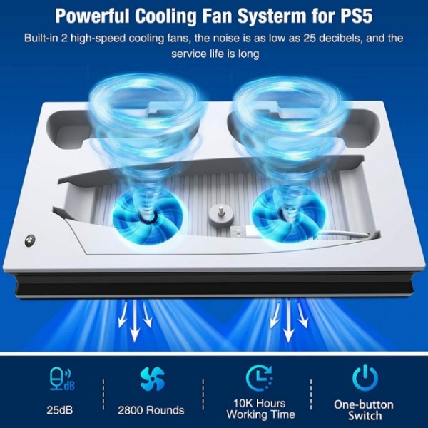 PS5 Cooling Stand with Dual Controller Charging Dock Station