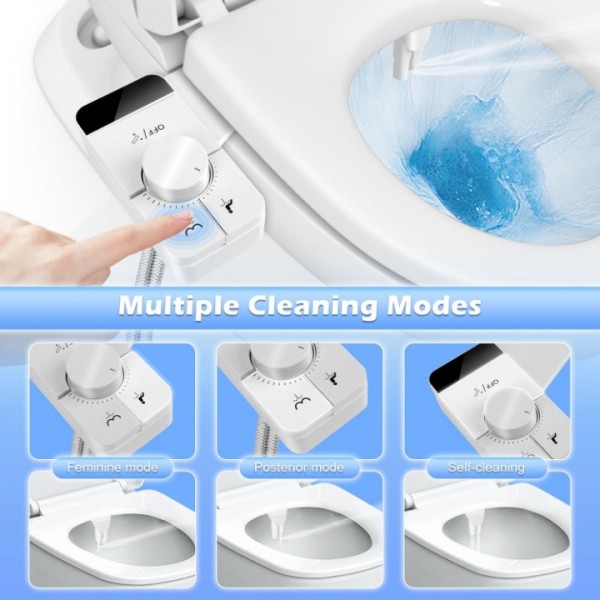 Bidet Toilet Attachment with Dual Nozzles