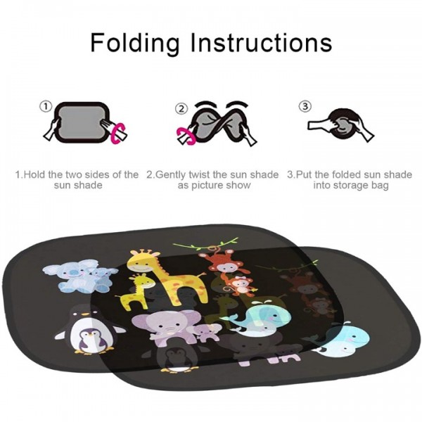 New 2pcs Animal Car Side Window Sun Shade Visor UV Protector For Baby Kids UK