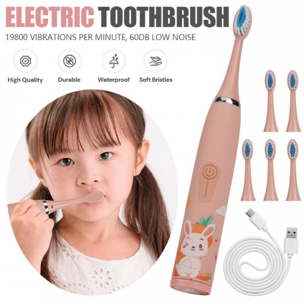Kids USB Rechargeable Electric Toothbrush IPX6 Waterproof